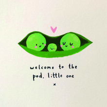 Scribbler Pea Pod Welcome Little One Peas In A Pod Fun New Baby Greeting Card