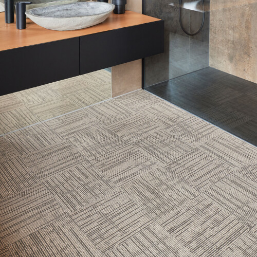 (Beige, Pack of 60) Vinyl Floor Tiles Self Adhesive - 30x30cm Carpet Effect Peel and Stick Floor Tiles for Kitchen Living Room & Office