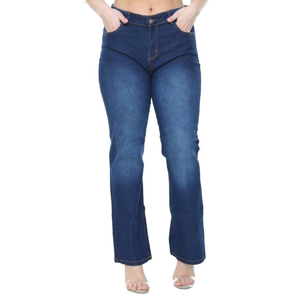 (Mid Blue,  UK 36) Women Denim DoveStyle Jean High Waist Stretch Pant