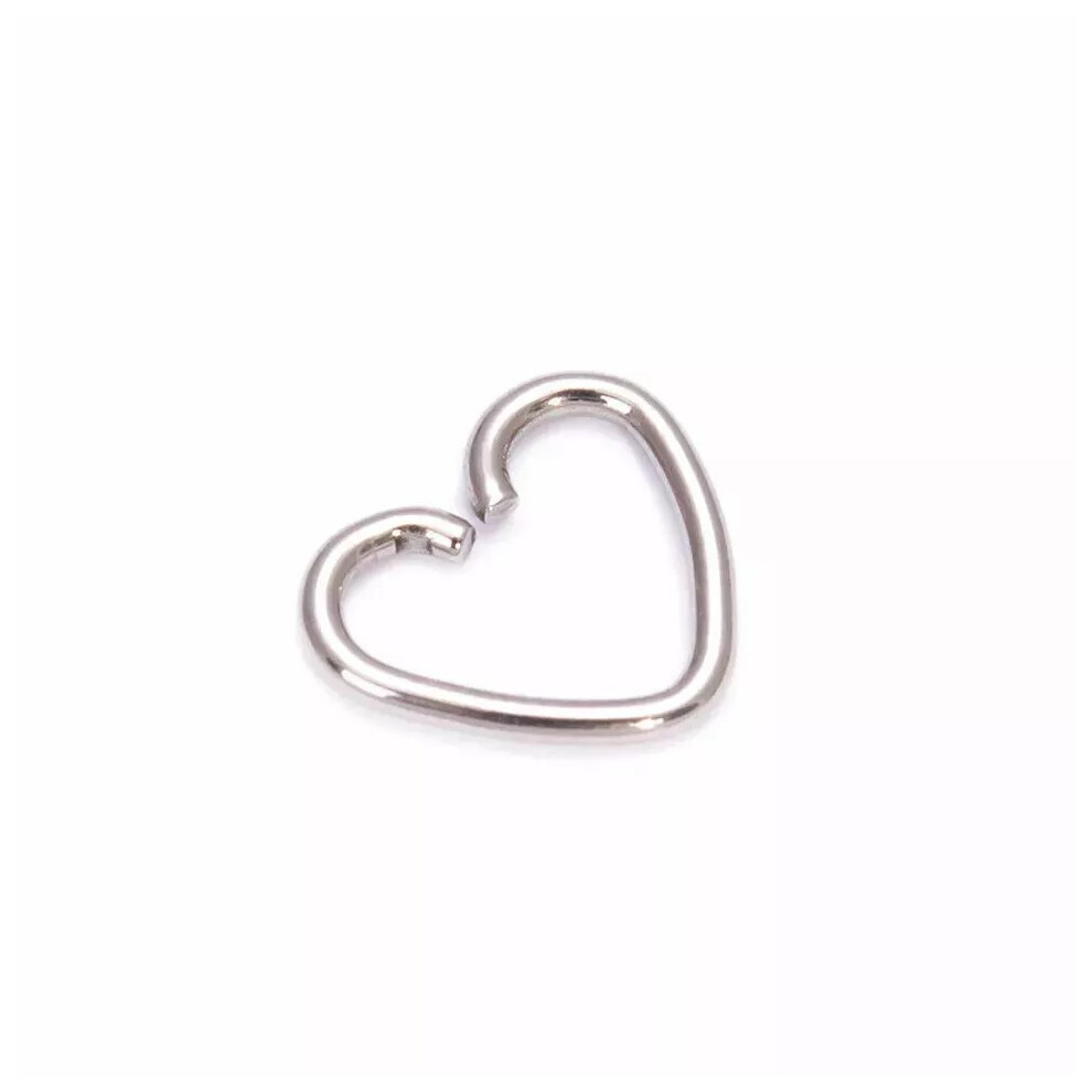 (Silver , 0.8mm) Surgical Steel Heart Helix Cartilage Ring Hoop Tragus Daith Ring Hoop Earring