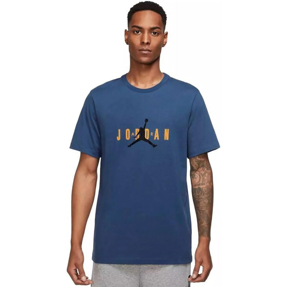 (Blue, X-Large) Men's Nike Air Jordan Stretch T-Shirt Crew Neck