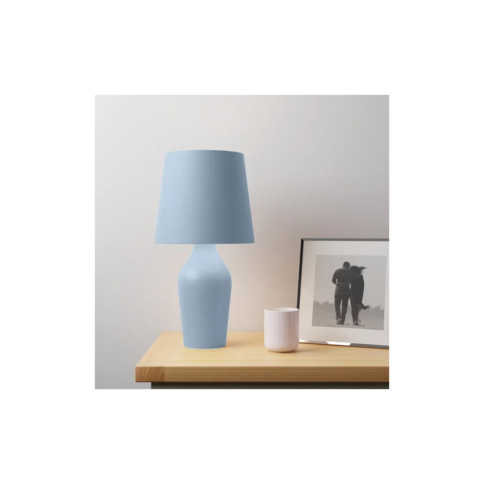 Ava Stoneware Table Lamp Ideal for Livingroom Hallways & Bedrooms-Blue