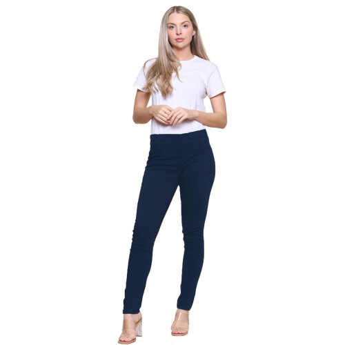 Avon (Dark Blue, UK 8) Womens Stretch High Waisted Half Elasticated Jeans 2