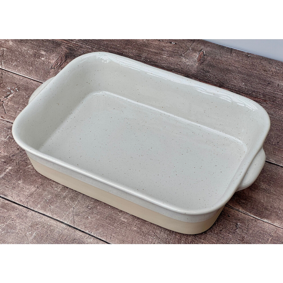 White and Cream Rectangular Baking Dish, 35cm-image-OPC-PF56B7V-NEW