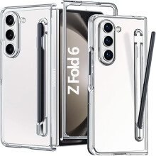 Samsung Galaxy Z Fold 6 with S Pen and Holder Slot,Galaxy Z Fold6 Phone Case Built-in Screen Protector for Samsung Fold 6 5G,Crystal Clear