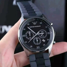 EMPORIO ARMANI MEN'S AR5866 BLACK GREY STRAP BLACK DIAL SILVER CASE