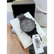 EMPORIO ARMANI MEN'S AR5889 BLACK SILICONE STRAP GREY DIAL GREY CASE