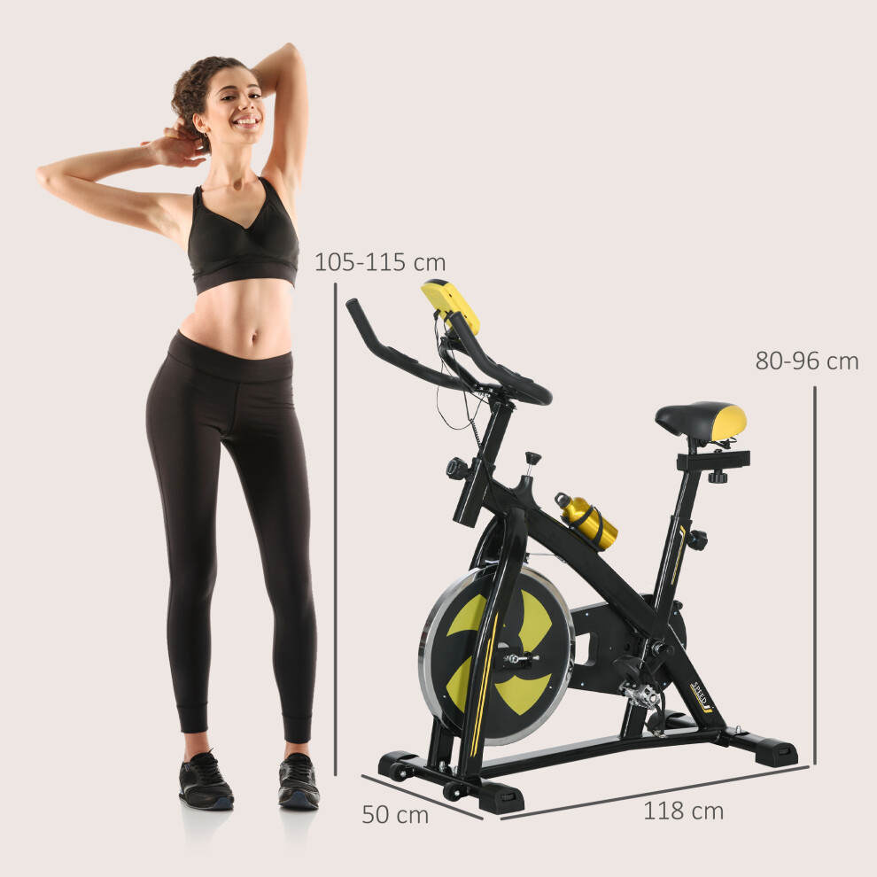 SPORTNOW Indoor Exercise Bike Stationary Bike for Home Gym Workout Yellow on OnBuy