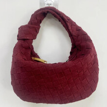 (Burgundy) Pure Handmade Frosted Woven Handbag Underarm Large Capacity Classic Multicolor Knot Handbag