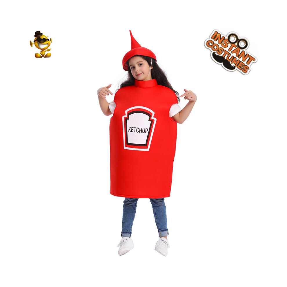 Skesrjtop (M(7-9Y?122-134Cm)) Children's Spoof Ketchup Mustard Costume Halloween Carnival Party Role-Playing Costume