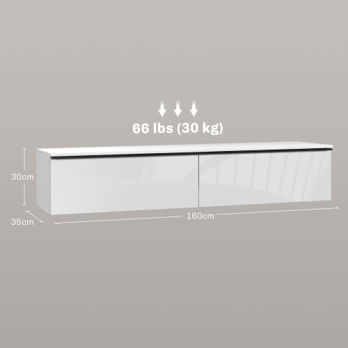 Homcom HOMCOM Wall Mounted TV Stand Unit with Storage and High Gloss Effect, White 1