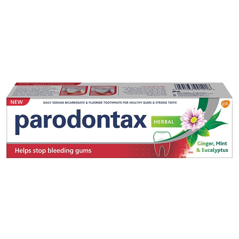Parodontax Herbal Ginger, Mint & Eucalyptus Toothpaste, For Healthier Gums And Stronger Teeth, Fresh & Minty, 75ml