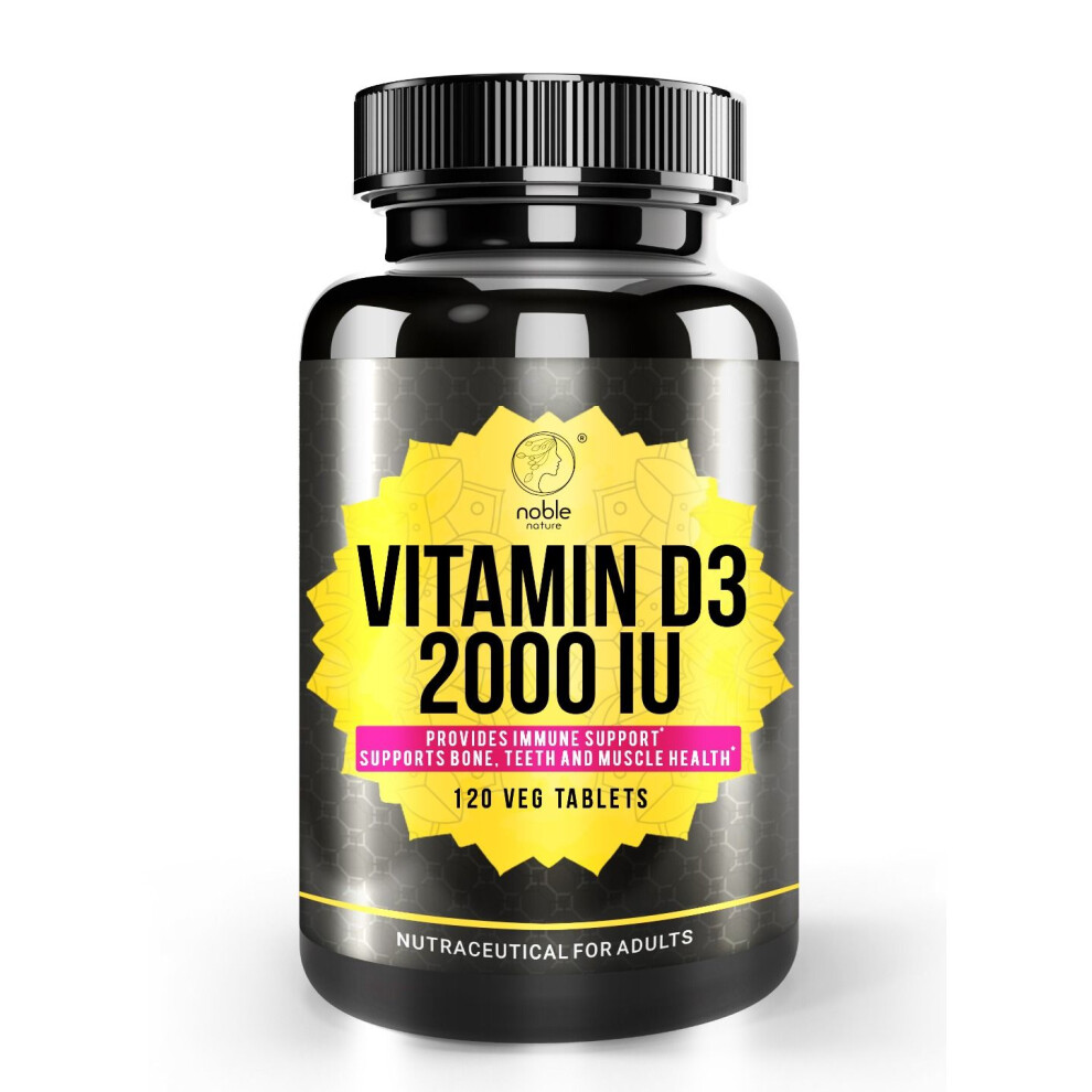 Nobel Nature Vitamin D3 2000 IU, Provides Immune Support, Supports Bone, Teeth and Muscle Health