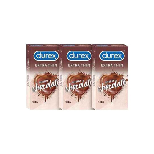10-Piece Extra Thin Chocolate Flavored Condoms for Men - 3-Pack