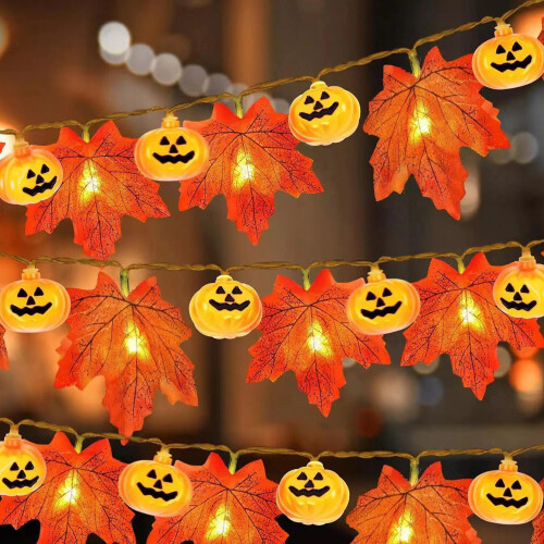 (style A) Artificial Autumn Maple Leaves Pumpkin Garland LED Fairy String Light Christmas