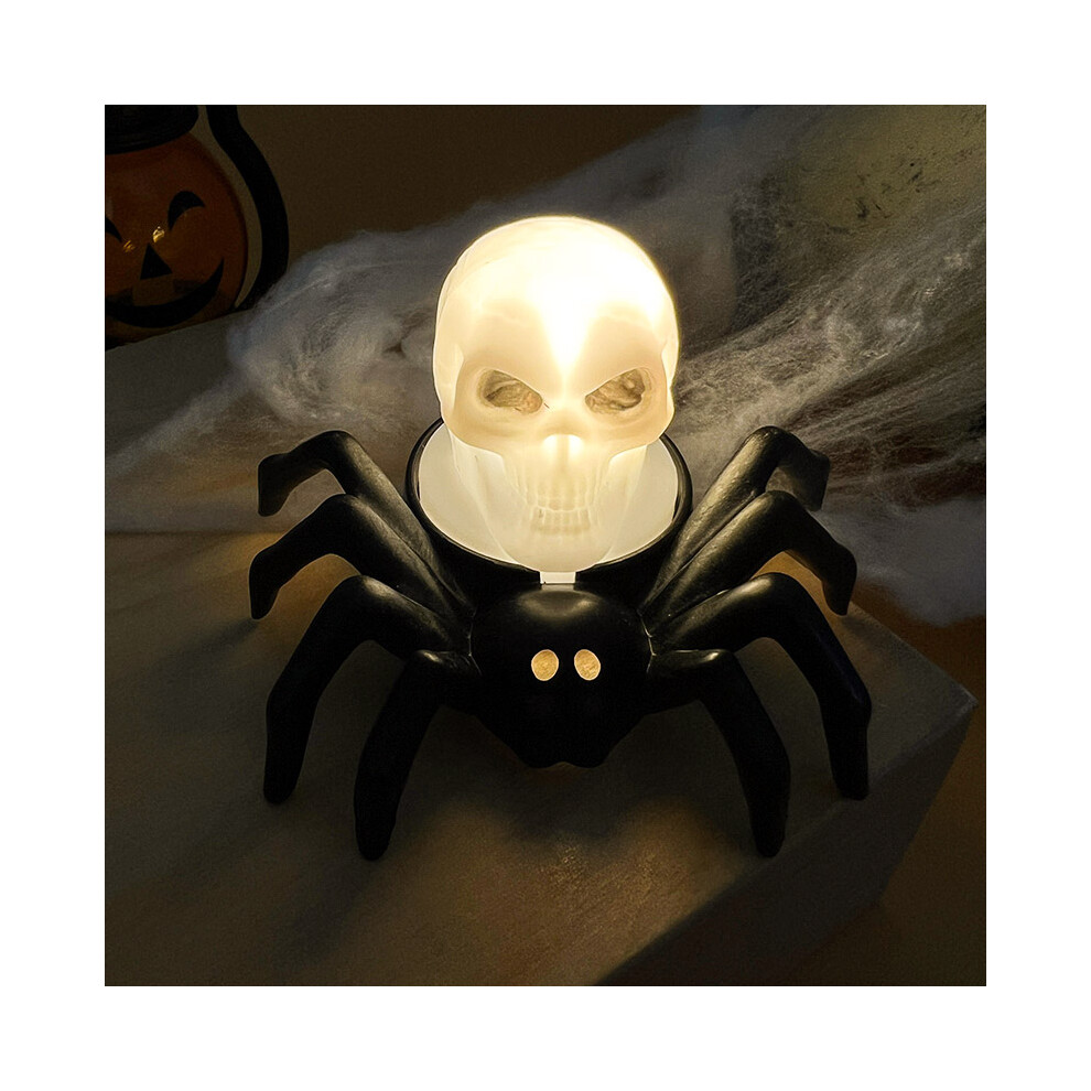 (A) Halloween LED Candle Light Glow Spider Skull Lamp for Halloween Party Home Bar Decoration