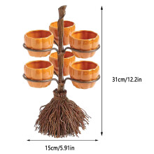 (C) Halloween Pumpkin Snack Plates Rack Witch Bowl Cake Stand Dessert Fruit Dishes Party Buffet Display Tray Desktop Decoration