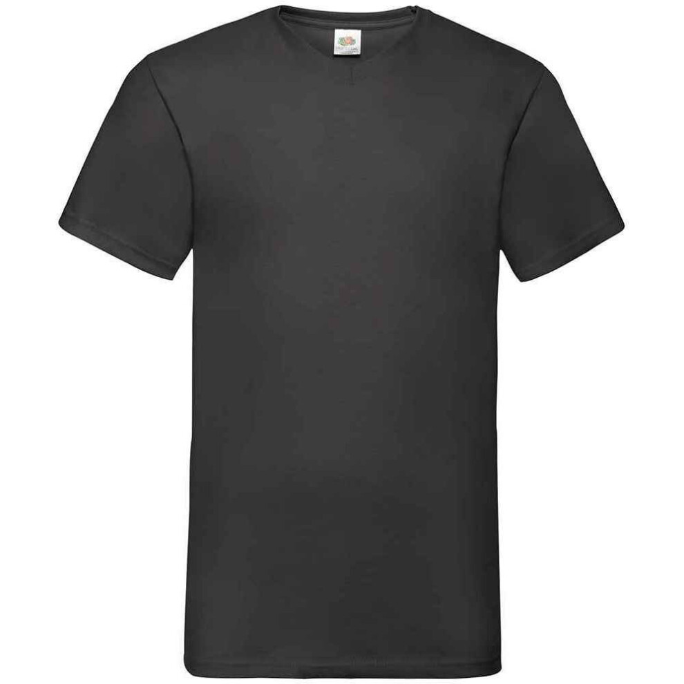 (5XL, Black) Fruit of the Loom Mens Valueweight V Neck T-Shirt