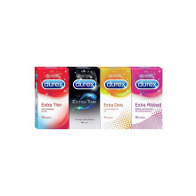 Honeymoon Pack Set of 4: Extra Thin,Extra Time,Dots,and Ribbed Condoms