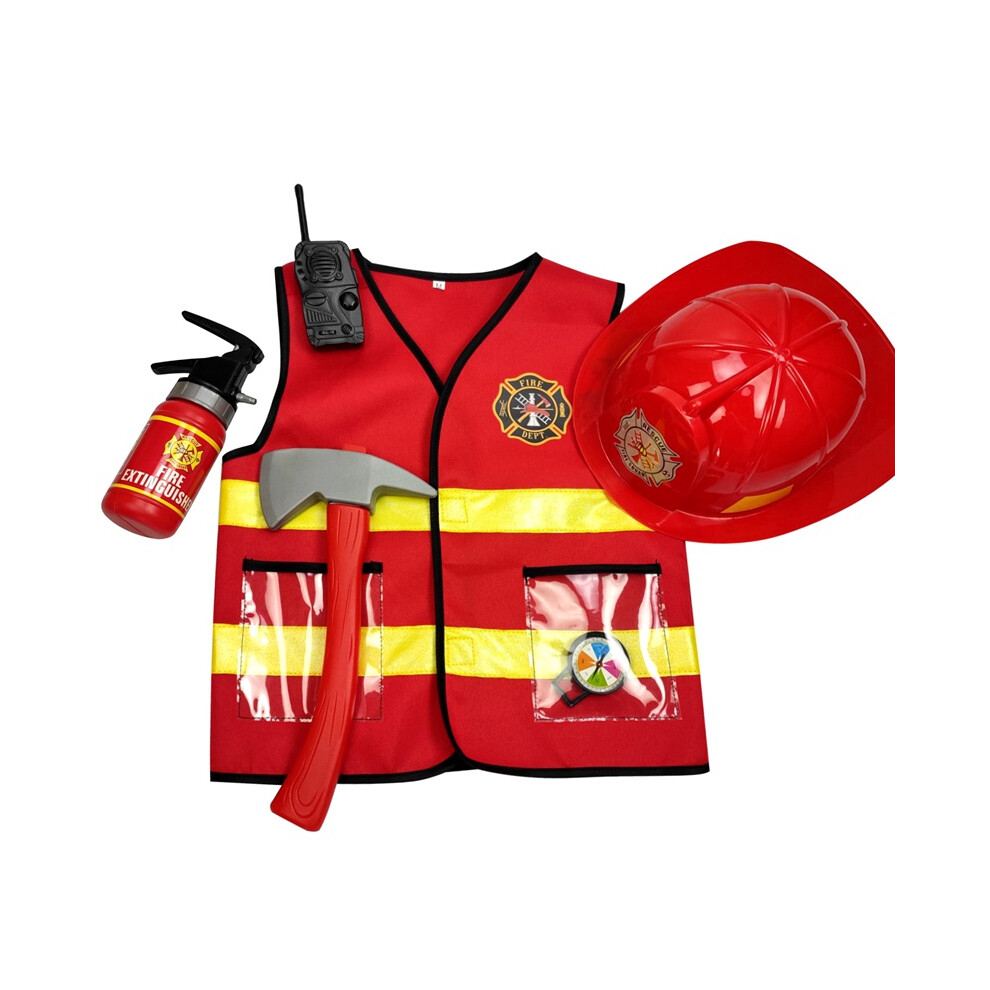 (6pcs, One Size) Kids Firefighter Cosplay Little Fireman Firemen Costume