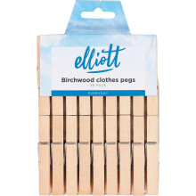 Elliott Hardwood Clothes Pegs with Metal Coil Spring for Firm Grip, Contoured to Prevent Leaving Marks on Clothing, This Pack Include 36 Pegs