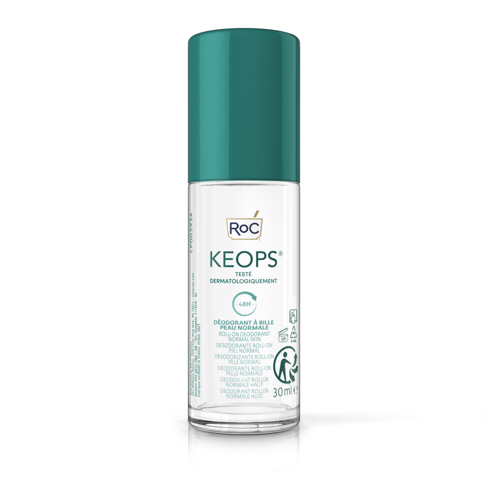 ROC Keops Roll-On Deodorant 24-Hour Antiperspirant Protection with Gentle Formula Non-Irritating Roll-On Application 30ml