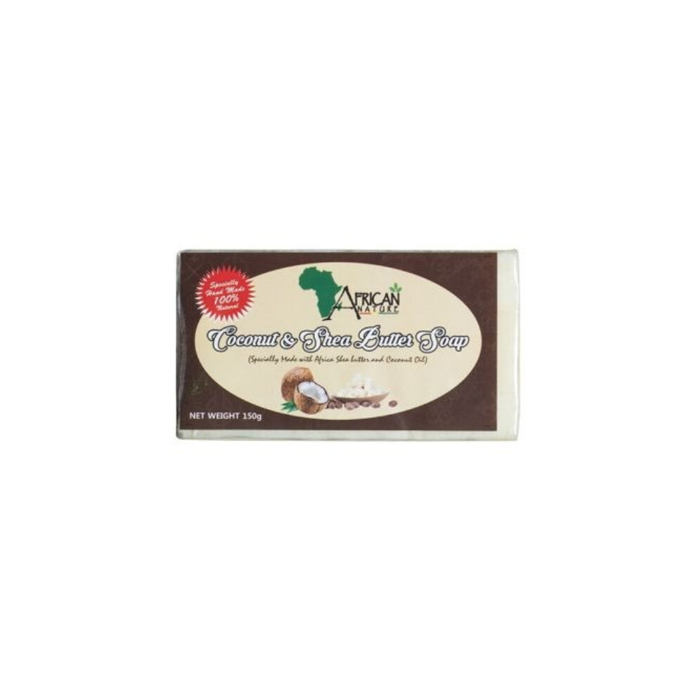 African Nature Coconut & Shea Butter Soap Natural Cleansing and Nourishment Enhancing the Beauty and Shine of Your Hair 150g