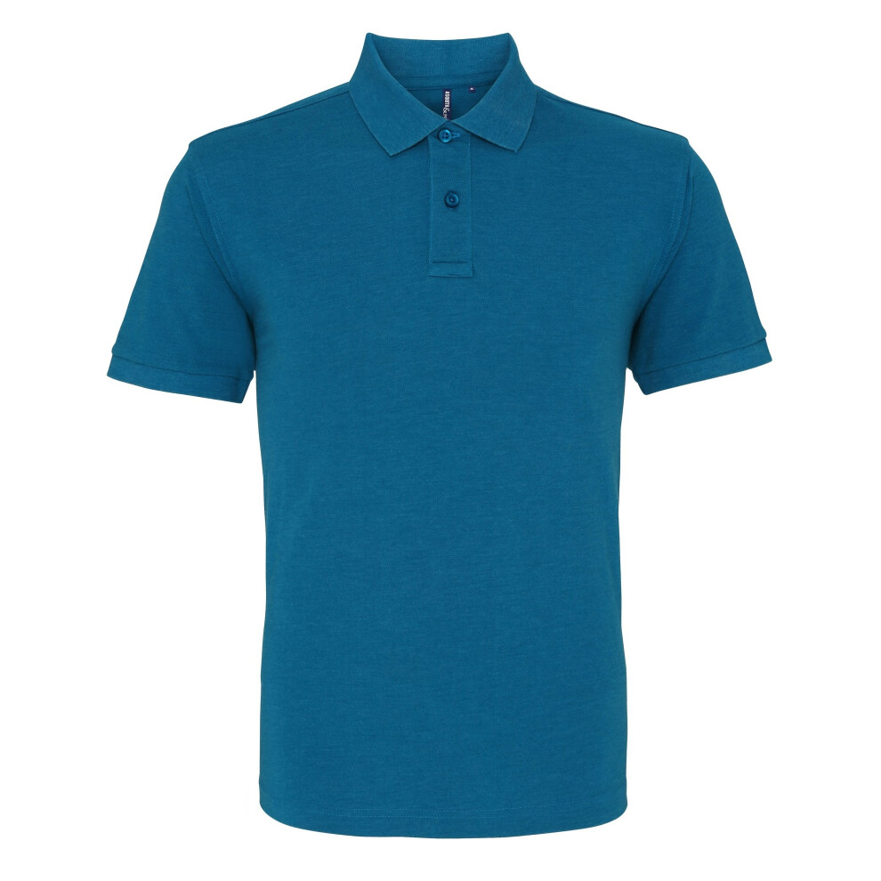 (L, Teal Heather) Asquith & Fox Mens Plain Short Sleeve Polo Shirt