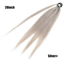 (26inch -Silver) Synthetic Long Braided Ponytail Hair Extensions Synthetic Boxing Braids Wrap