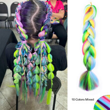 (Mix3, 24inches) Jumbo Braiding Hair Rainbow Colors Extensions Fiber Mix Four Silky Colorful Twist Hair Extensions