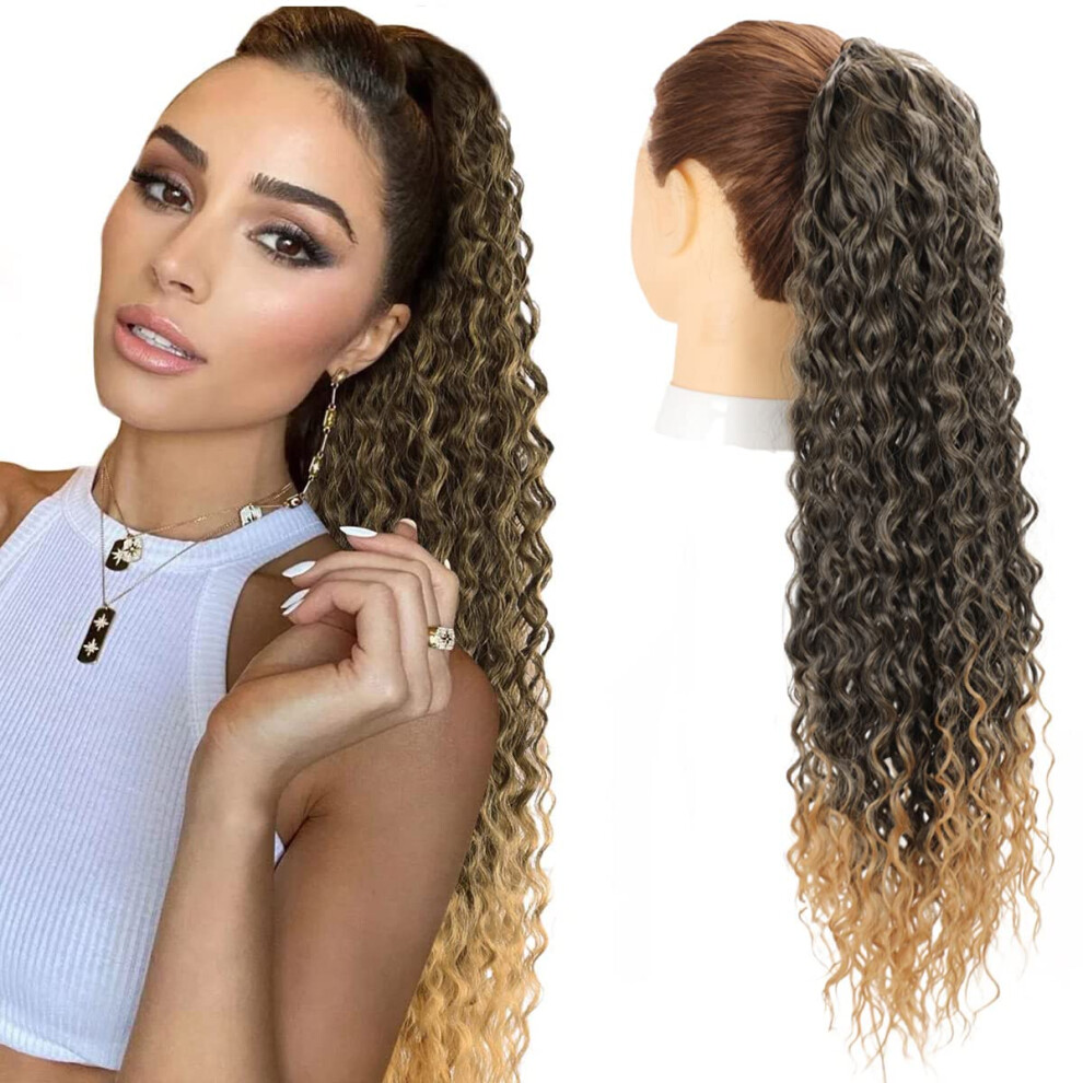 Yetp Star Unisex Not,Specified (1Bt27, 24Inches) Synthetic Long 22Inch Water Wave Curly Ponytail Extensions Clip In Drawstring Ponytail Wig