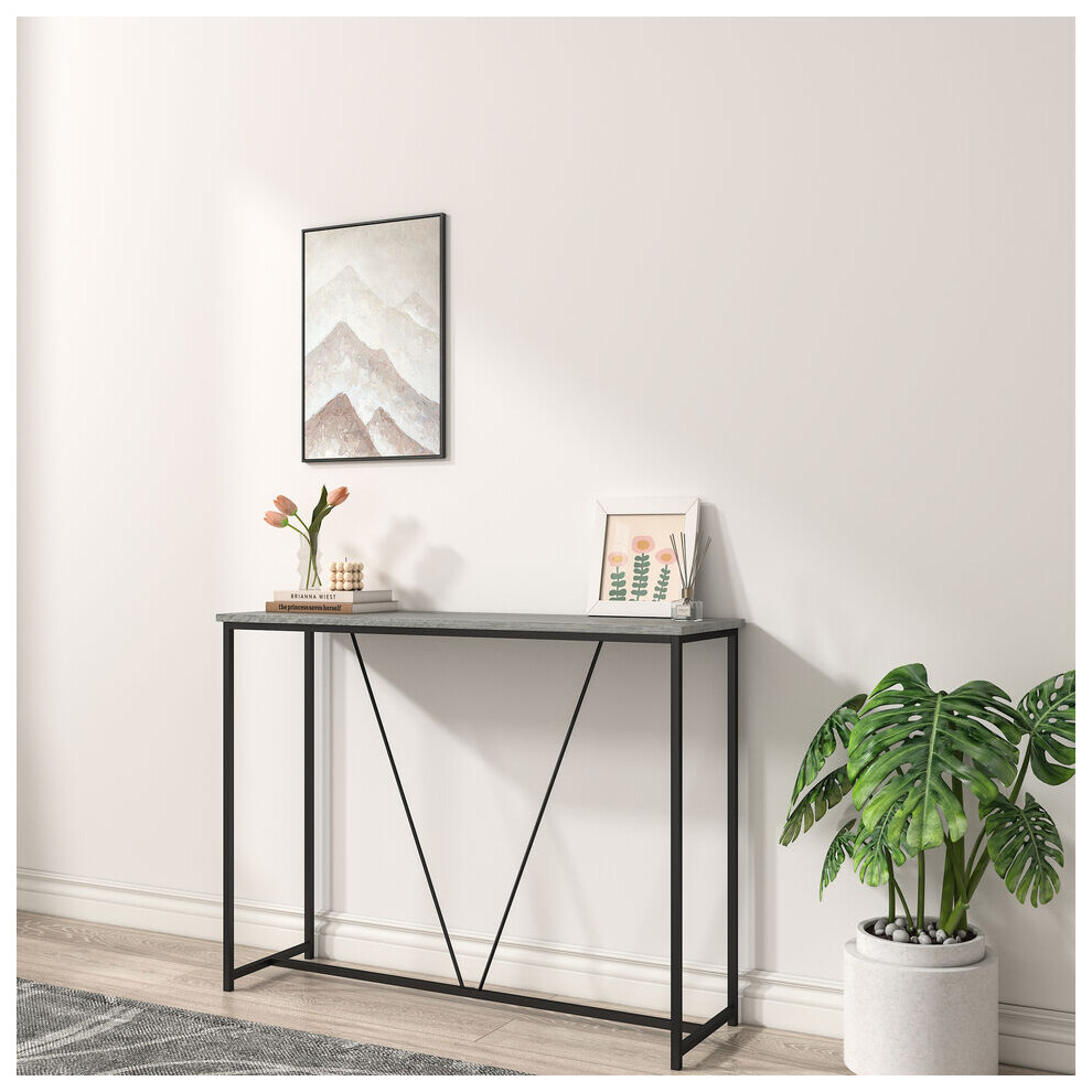 (Ash Grey) Wooden Console Table Living Room Slim Display Shelf Hallway Entryway