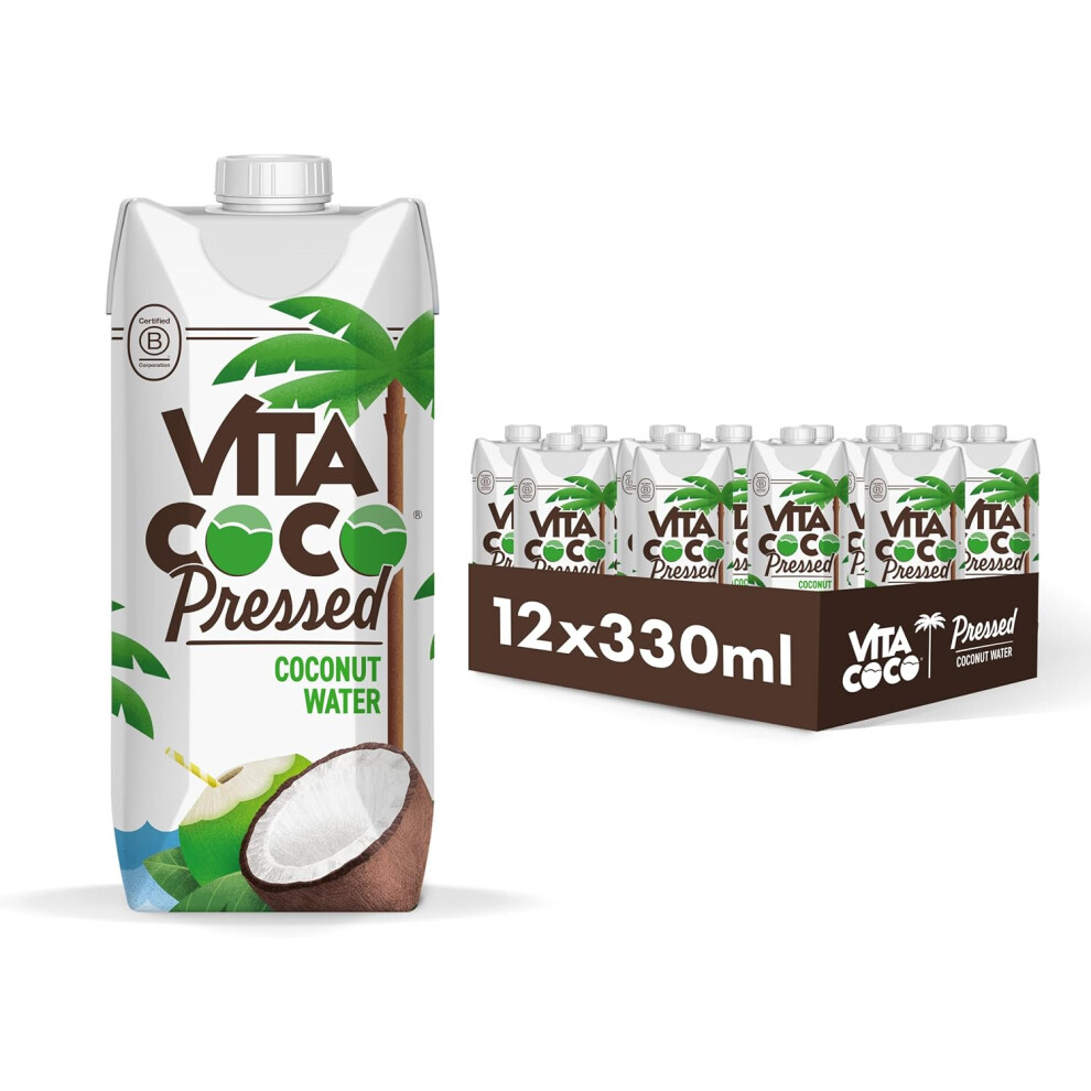 Vita Coco Pressed Coconut Water Multipack 330ml x 12 Naturally Hydrating Packed Electrolytes Gluten Free Full Vitamin C Potassium Impossible Hate