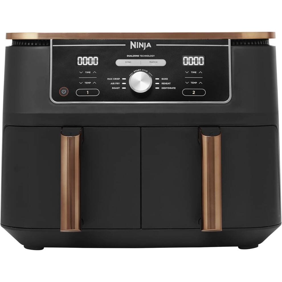 Ninja Foodi MAX Dual Zone Air Fryer, Amazon Exclusive, Tongs, 2 Drawers, 9.5L, 6-in-1, Use No Oil, Air Fry, Max Crisp, Roast, Bake, 8 Portions