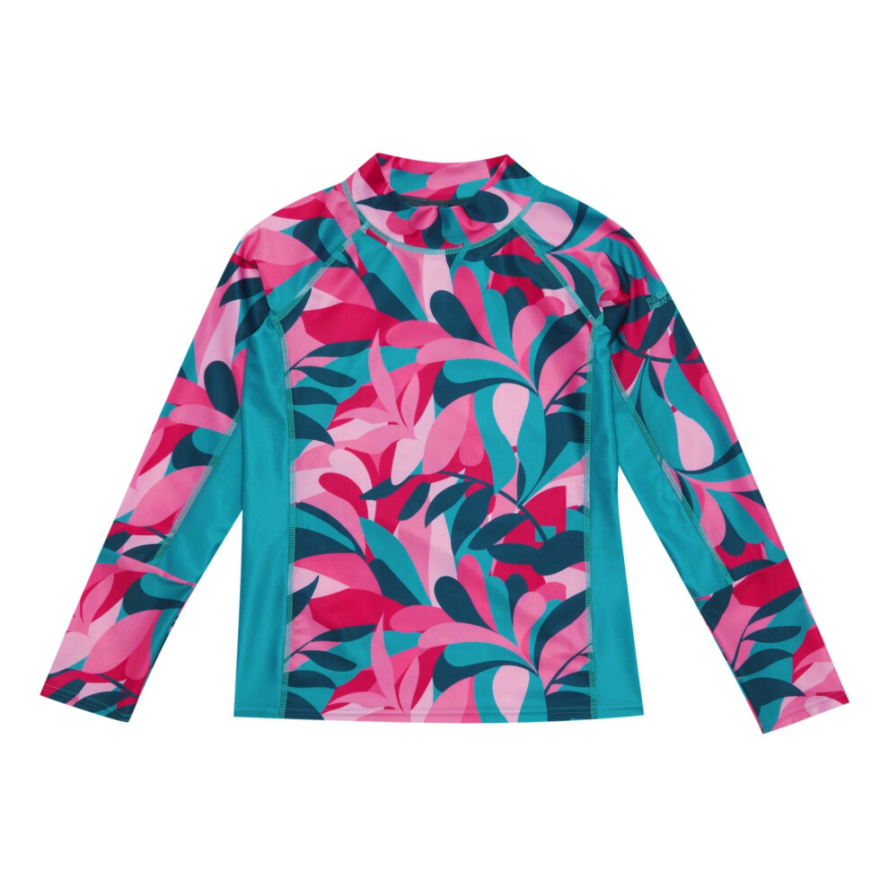 (3-4 Years, Tahoe Blue) Regatta Childrens/Kids Hoku II Tropical Leaves Swim Top