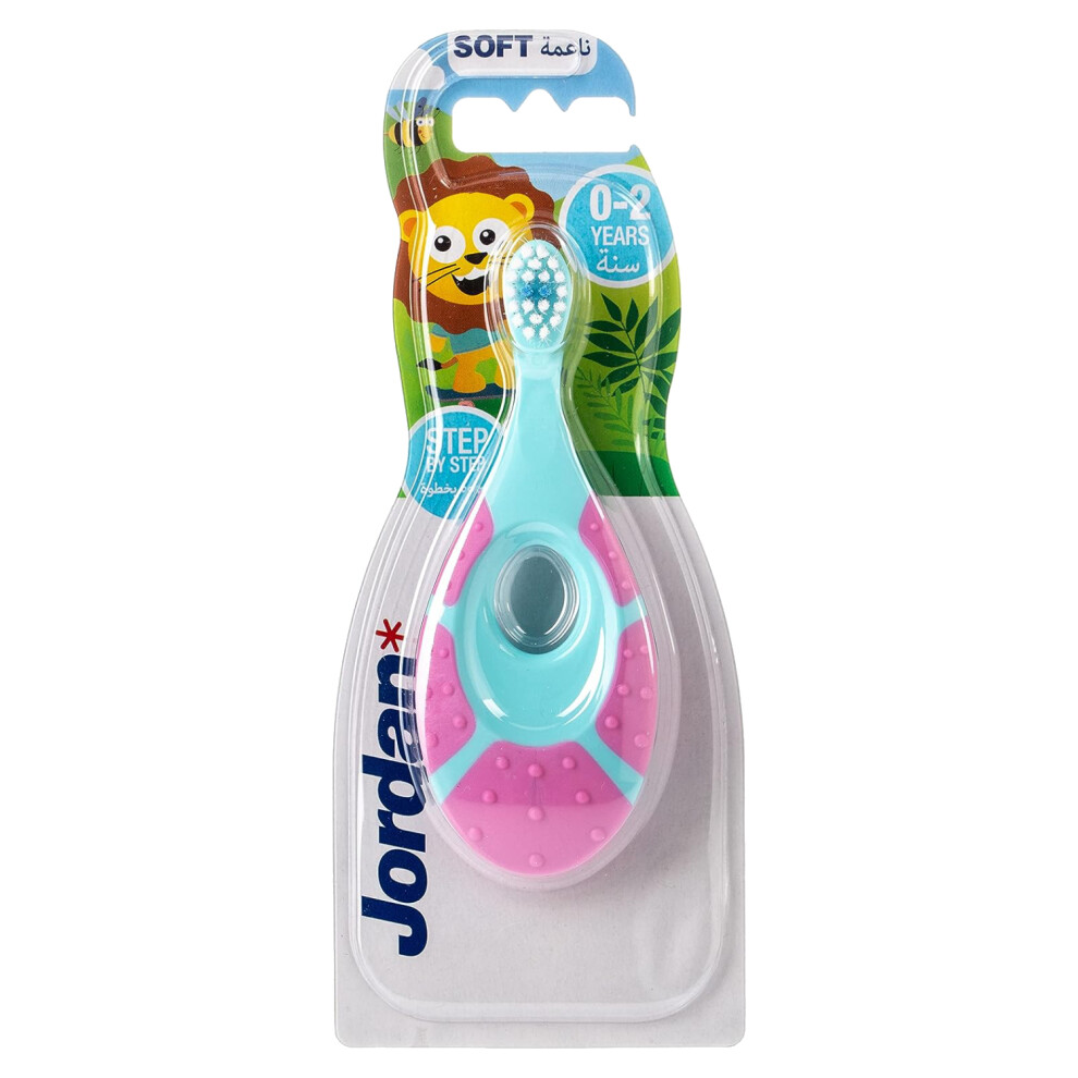 Jordan Step 0-2 Years Toothbrush, Easy-Grip Handle, Chew-Friendly, Non-Toxic Materials, Teething Support