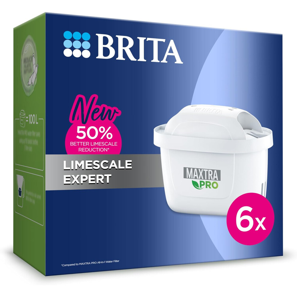 Brita Maxtra Pro Limescale Expert Water Filter Cartridge 6 Pk - Refill For Ultimate Appliance Protection, Reducing Impurities, Chlorine & Metals