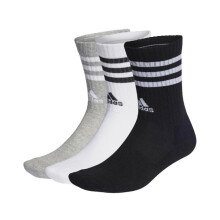 (4.5 UK-5.5 UK, White/Grey/Black) Adidas Unisex Adult Crew Socks (Pack of 3)