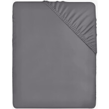 Bedding Fitted Sheet Double, Grey - Deep Pocket 14 in (35 cm) - Easy Care - Soft Brushed Microfibre Fabric - Shrinkage & Fade Resistant - Bottom Sheet