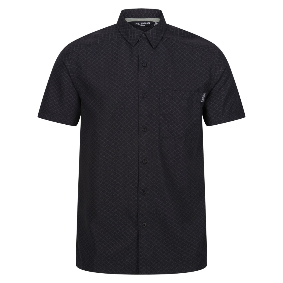 (S, Black/Ash) Regatta Mens Mindano VIII Diamond Short-Sleeved Shirt