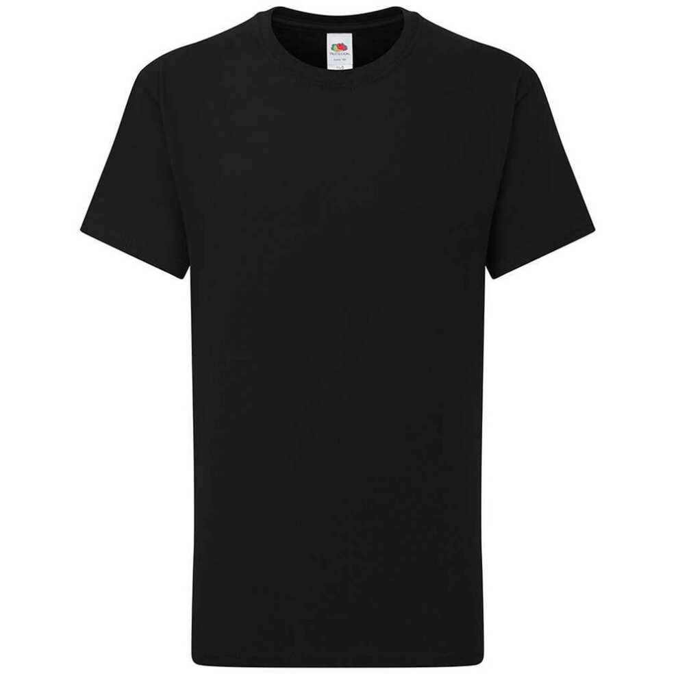 (14-15 Years, Black) Fruit of the Loom Childrens/Kids Iconic 195 Premium T-Shirt