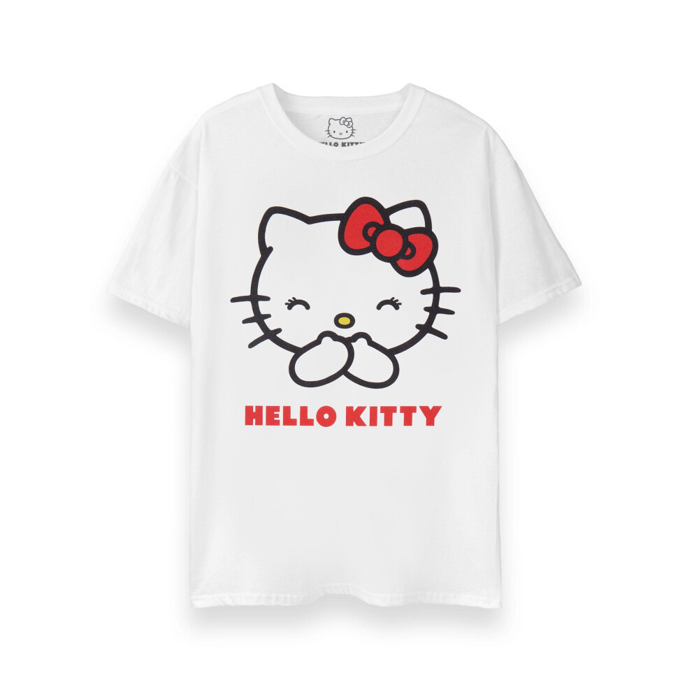 (M, White) Hello Kitty Womens/Ladies Classic Short-Sleeved T-Shirt