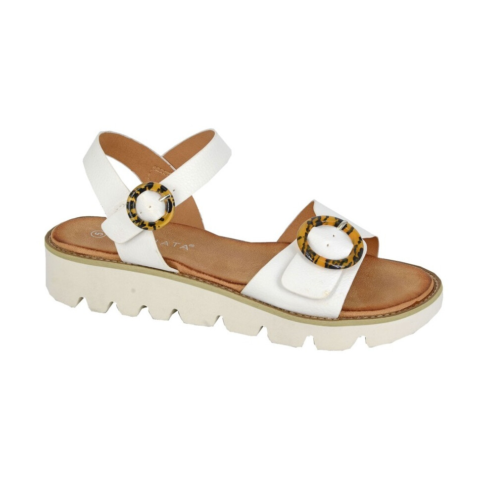 (4 UK, White/White) Cipriata Womens/Ladies Mimi Wedge Sandals