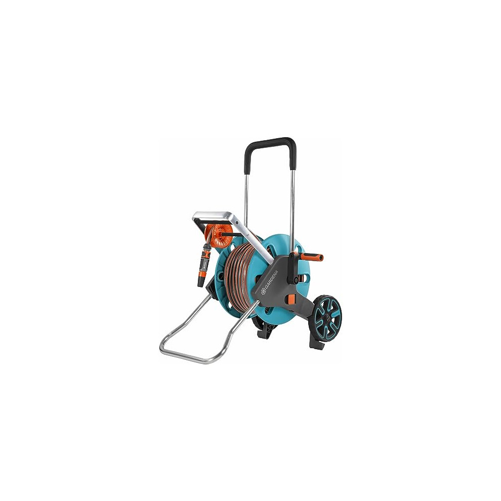 GARDENA CleverRoll M Easy Set: Hose cart with up to 20 m capacity, particularly stable, with a comfortable hose guide in a robust metal frame