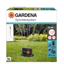 Gardena Sprinkler System Complete Set with Sversive Quadrangers OS 140: Irrigation System for Square and Rectangular Surfaces up to Max 140 m²
