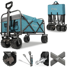 Sekey Folding Wagon with 220LBS Large Capacity,Duty Beach Wagon Cart on Big All-terrain Wheels with Brake, Collapsible Trolley Cart