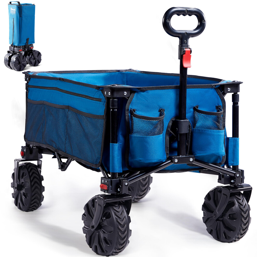 TIMBER RIDGE Beach Trolley Cart with Detachable Wide Wheels 100kg Capacity, Folding Festival Wagon for Outdoor Garden Camping Shopping