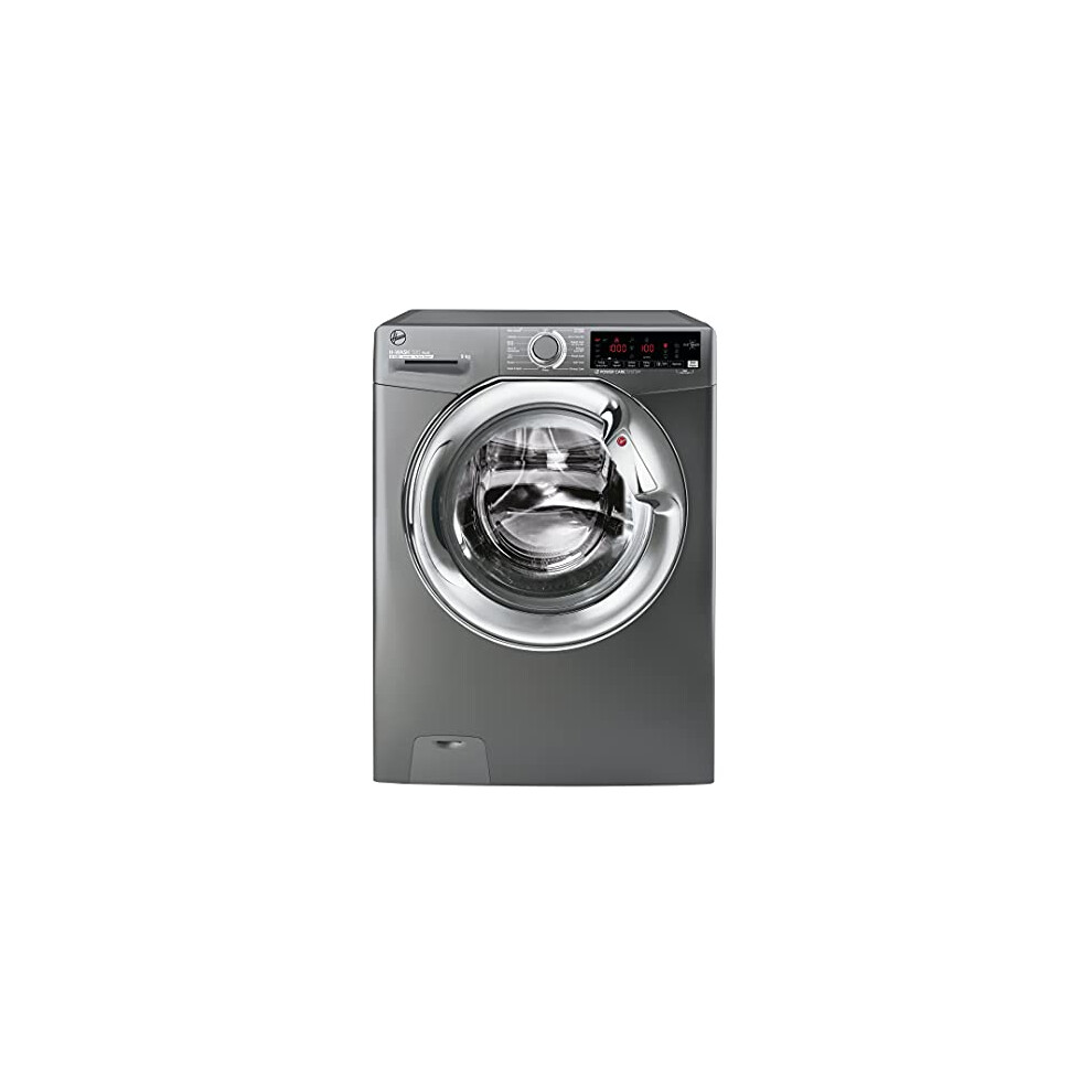 Hoover H-Wash 300 H3WS69TAMCGE Freestanding Washing Machine, Chrome Door, WiFi Connected, 9 kg Load, 1600 rpm, Graphite