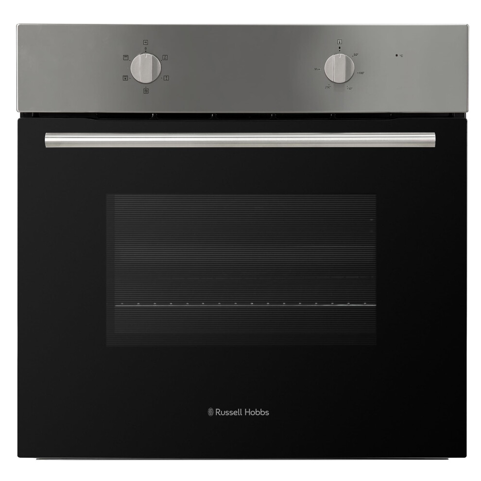 Russell Hobbs 70L, 60cm Wide, Single Electric Built-in Fan Oven and Grill in Stainless Steel, 5 Oven Functions, RHFEO7004SS