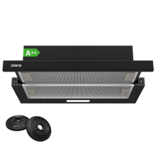 CIARRA Telescopic Cooker Hood 60cm CBCB6906D 370m³/h Built-in Extractor Hood 600mm with LED Light 2 Speeds Integrated Kitchen Extractor Fan Black